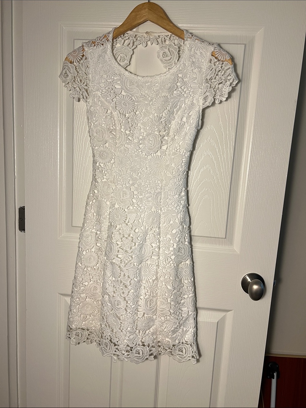 Lulu's White Floral Crochet Mini Dress